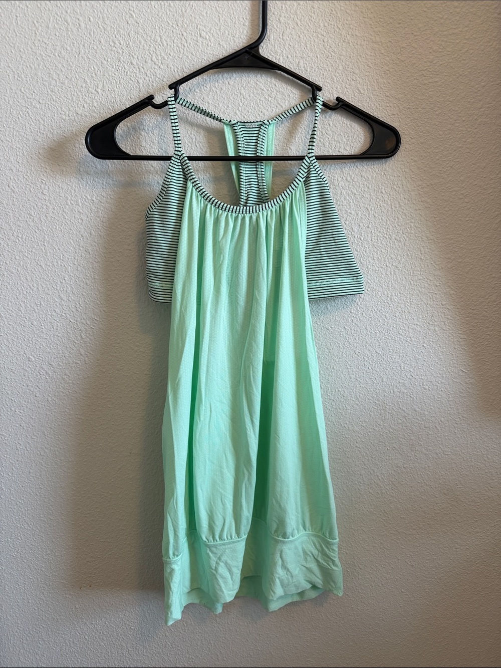 lululemon athletica Mint Green Racerback Sleep Cami with Striped Shelf Bra